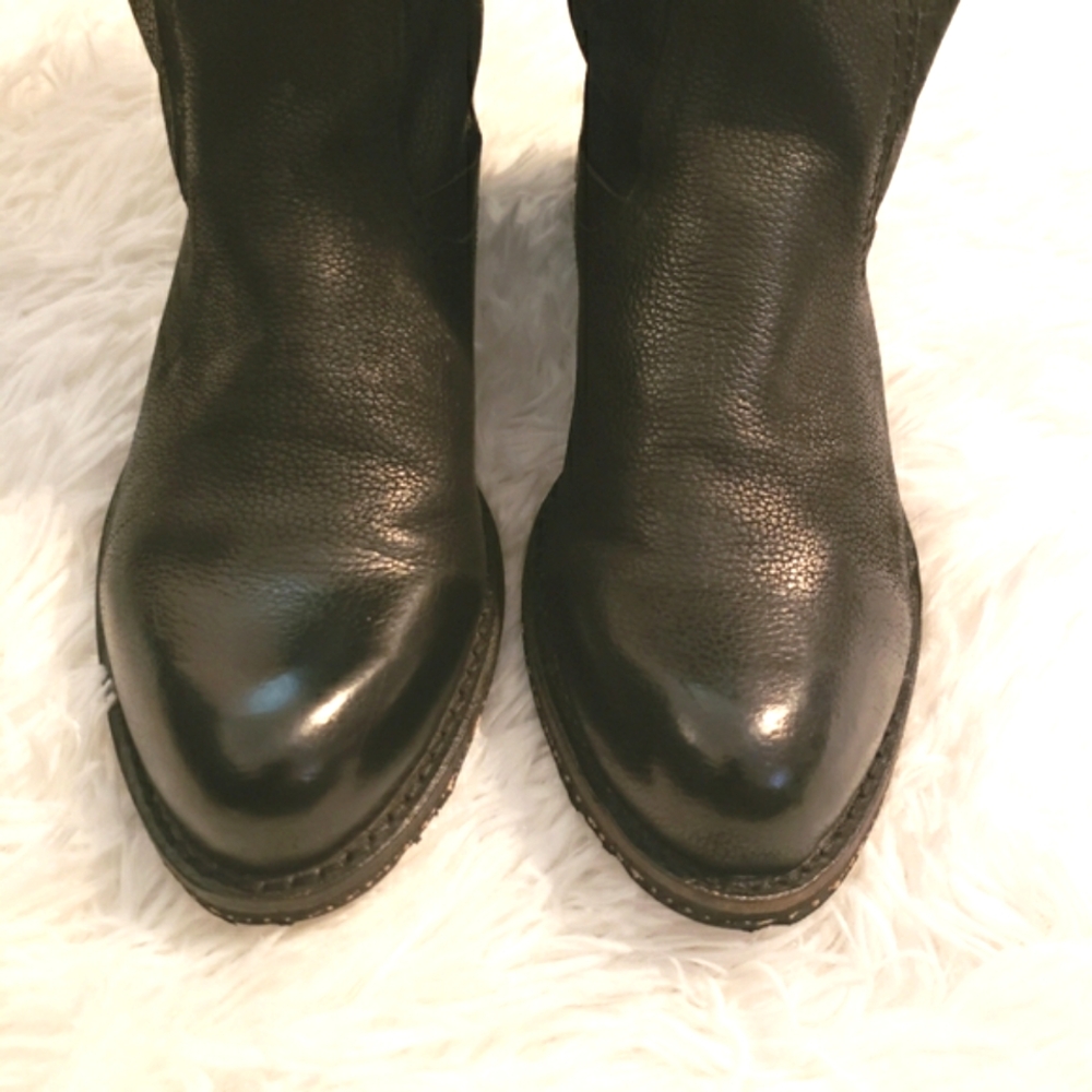 COPY - OTBT Women 7 Boots Tall Knee High Pull On Black Leather Shoes Low Heel P… - Picture 13 of 15